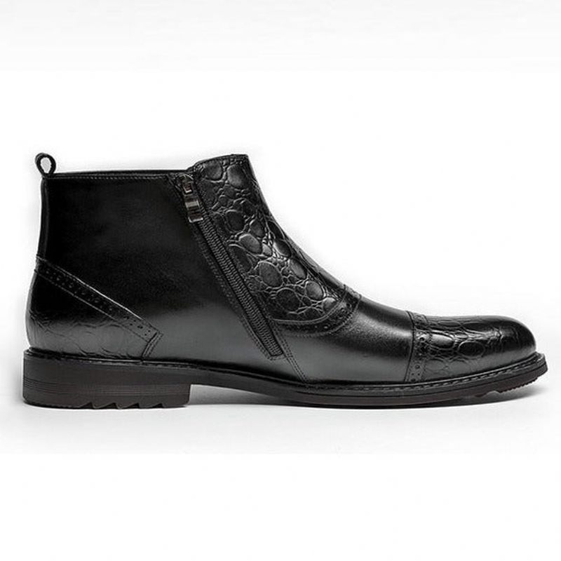 Botas Masculinas Luxo Croctex Casual Flat Ankle Boots - Preto