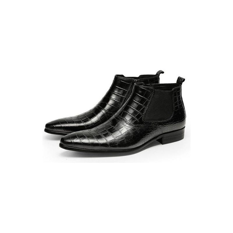 Botas Masculinas Luxo Croctex Casual Zipper Ankle Boots - Preto