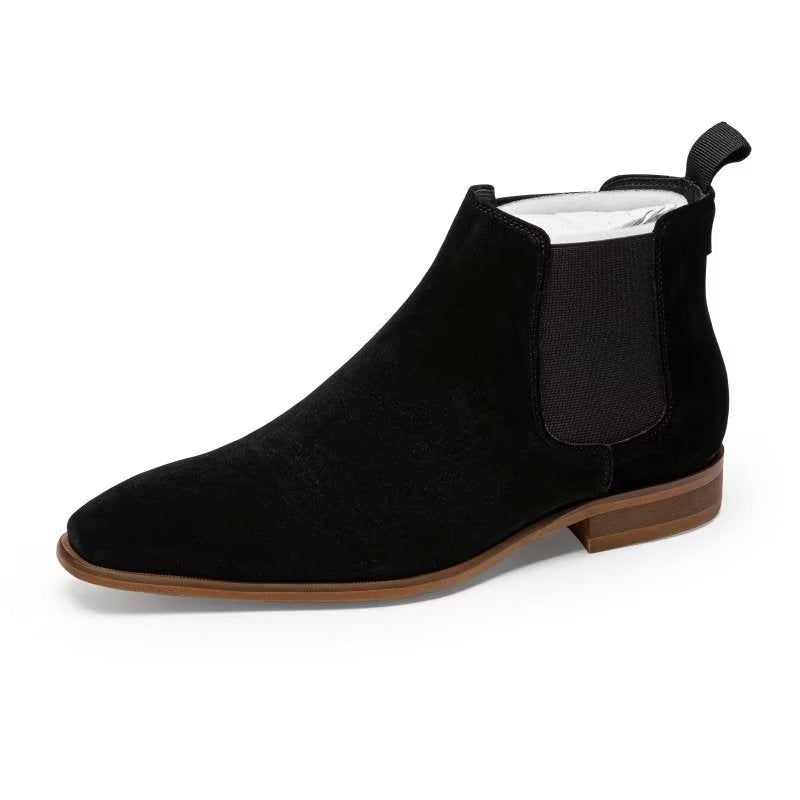 Botas Masculinas Luxo Em Couro Chique Com Forro Pele Chelsea - Preto