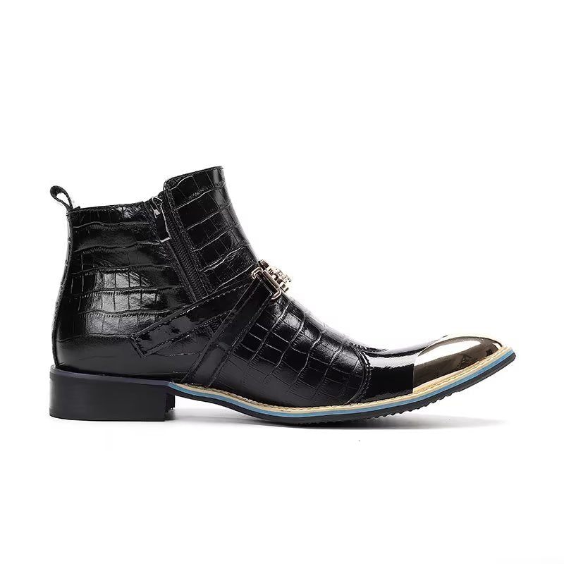 Botas Masculinas Luxo Em Couro Crocodilo Sociais - Preto