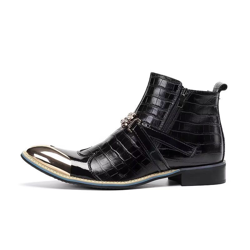 Botas Masculinas Luxo Em Couro Crocodilo Sociais - Preto