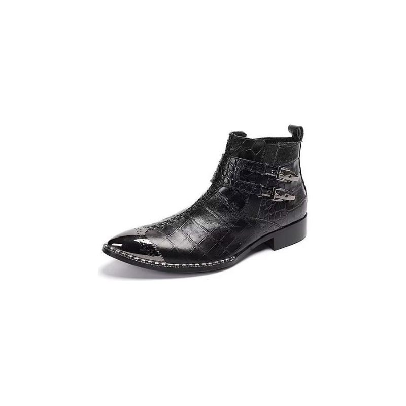 Botas Masculinas Luxo Em Couro Crocodilo Sociais - Preto