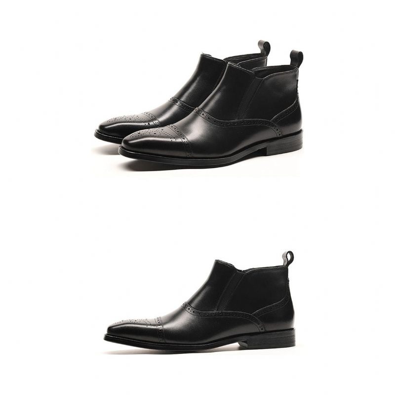 Botas Masculinas Luxo Exóticas Couro Vaca Chelsea - Preto