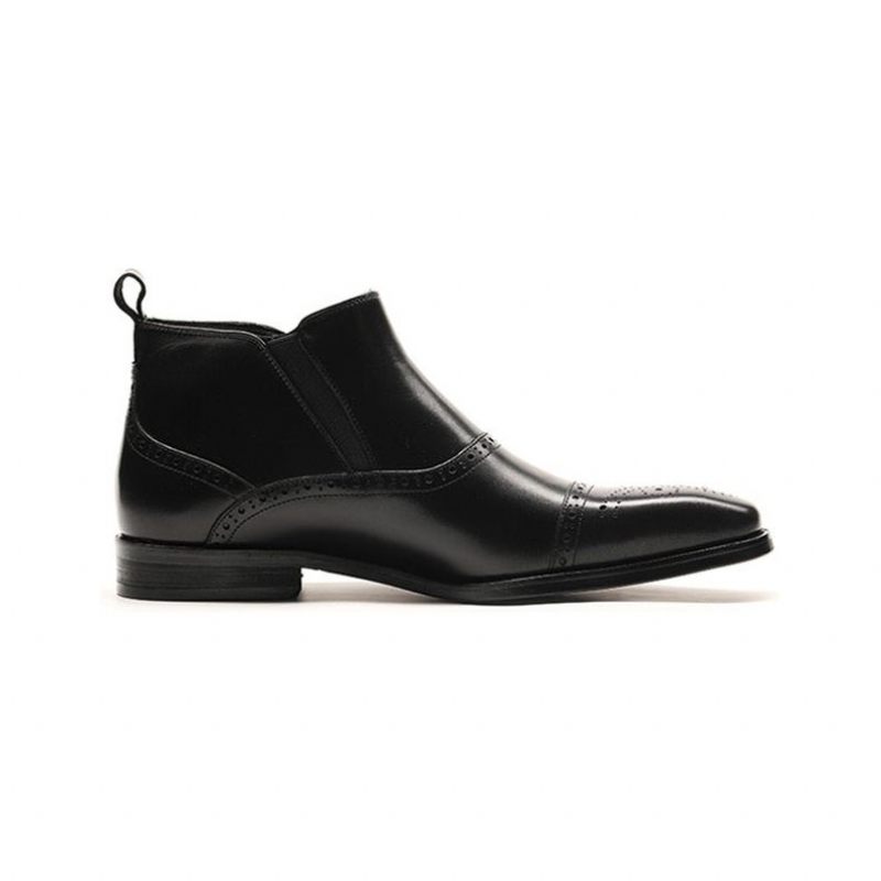 Botas Masculinas Luxo Exóticas Couro Vaca Chelsea - Preto