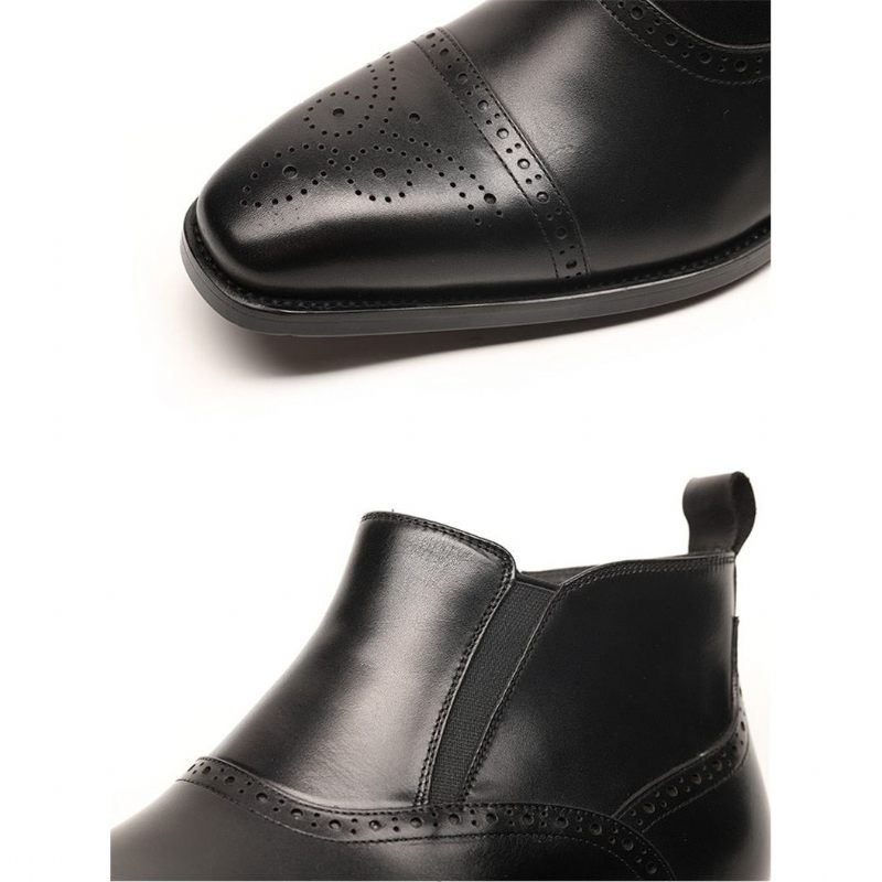 Botas Masculinas Luxo Exóticas Couro Vaca Chelsea - Preto