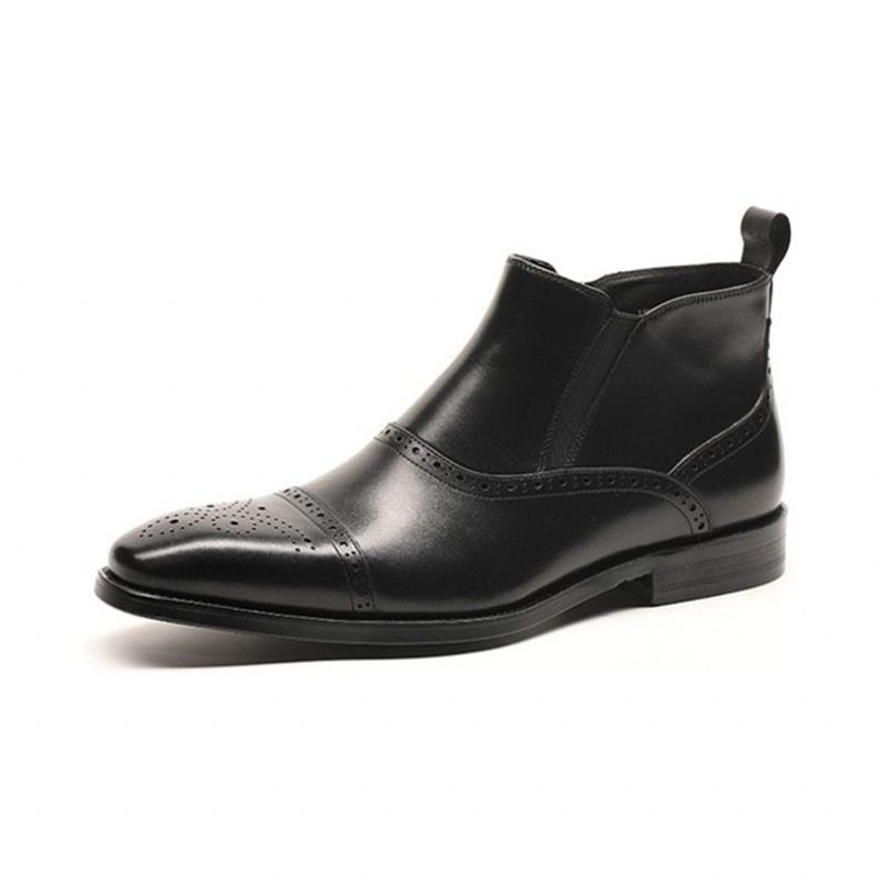 Botas Masculinas Luxo Exóticas Couro Vaca Chelsea - Preto