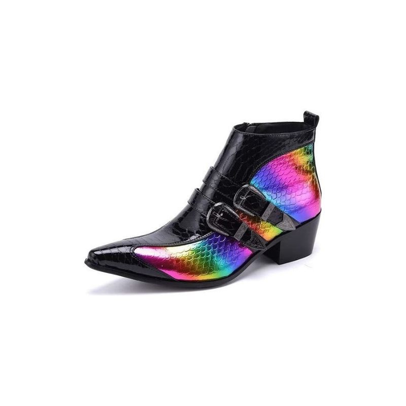 Botas Masculinas Luxo Exóticas Sociais Couro Genuíno - Multicolorido