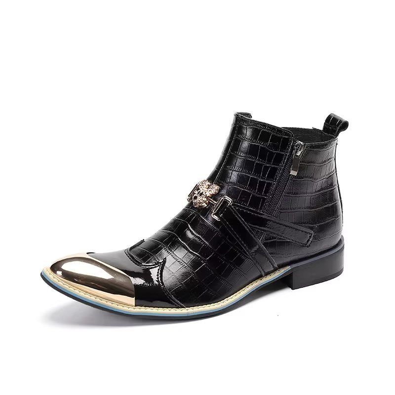 Botas Masculinas Luxuosas Couro Crocodilo Sofisticadas - Preto