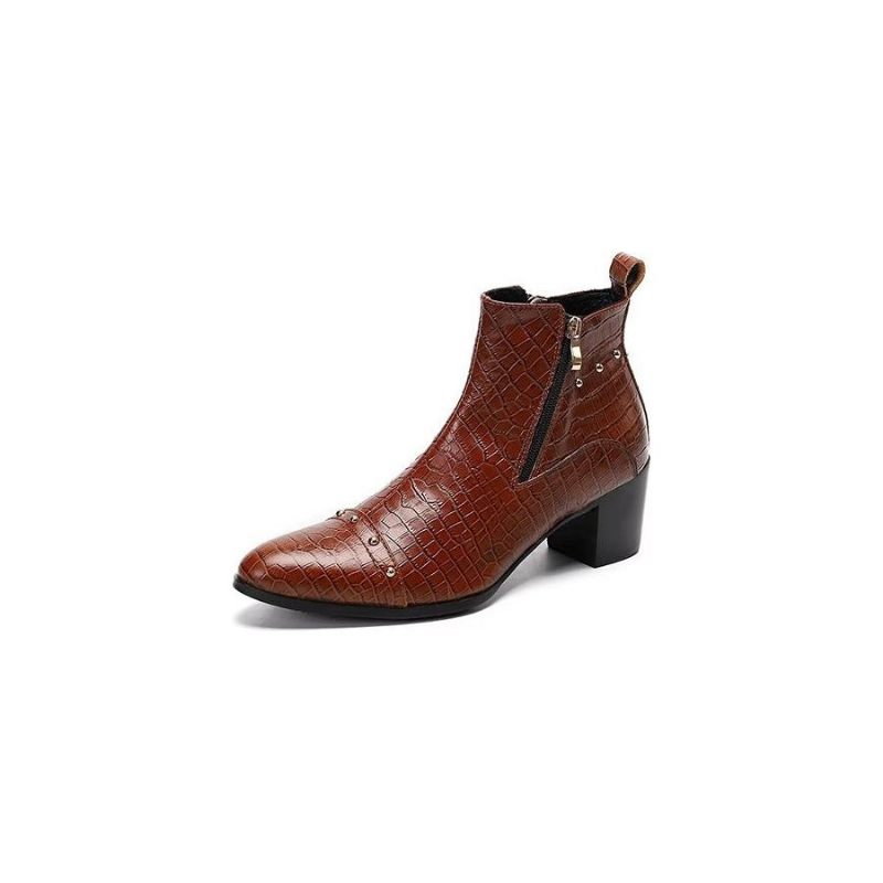 Botas Masculinas Luxuosas Couro Crocodilo Sofisticadas - Marrom