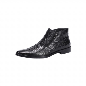 Botas Masculinas Luxuosas Croctex Bico Fino Com Zíper E No Tornozelo