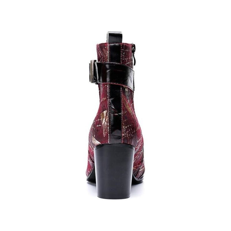 Botas Masculinas Mocassins Casamento Salto Alto - Vermelho