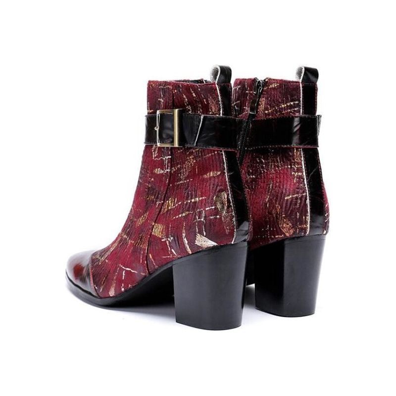 Botas Masculinas Mocassins Casamento Salto Alto - Vermelho