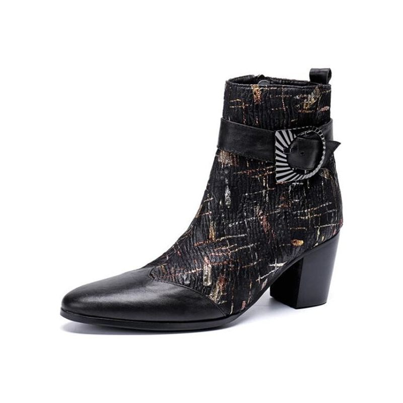 Botas Masculinas Mocassins Casamento Salto Alto - Preto