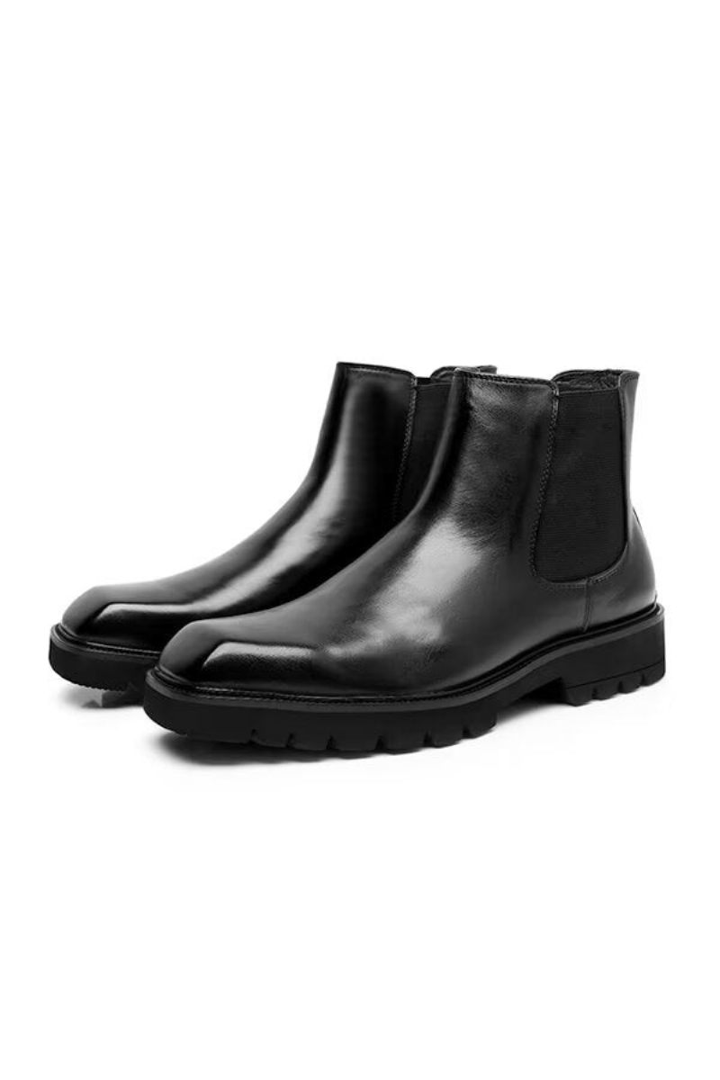 Botas Masculinas Modernas Cavalheiro Com Bico Quadrado