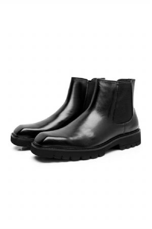 Botas Masculinas Modernas Cavalheiro Com Bico Quadrado