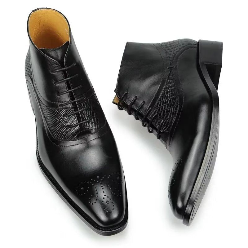 Botas Masculinas Modernas Com Cadarço - Preto 