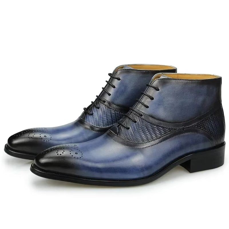 Botas Masculinas Modernas Com Cadarço -  Azul