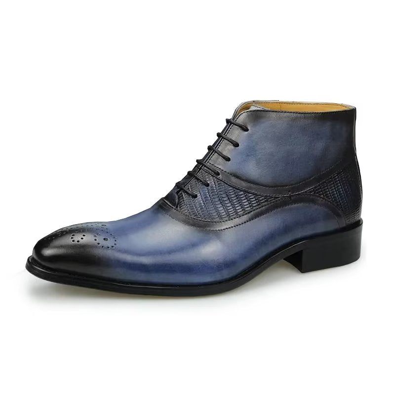 Botas Masculinas Modernas Com Cadarço -  Azul