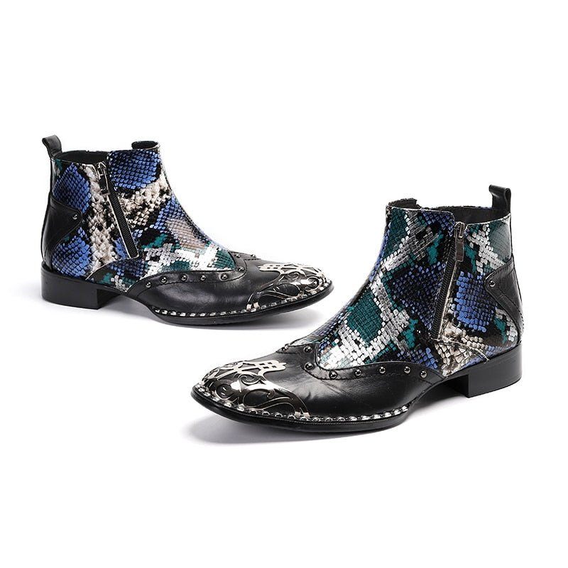 Botas Masculinas Motolux Pele Cobra Mocassins - Multicolorido