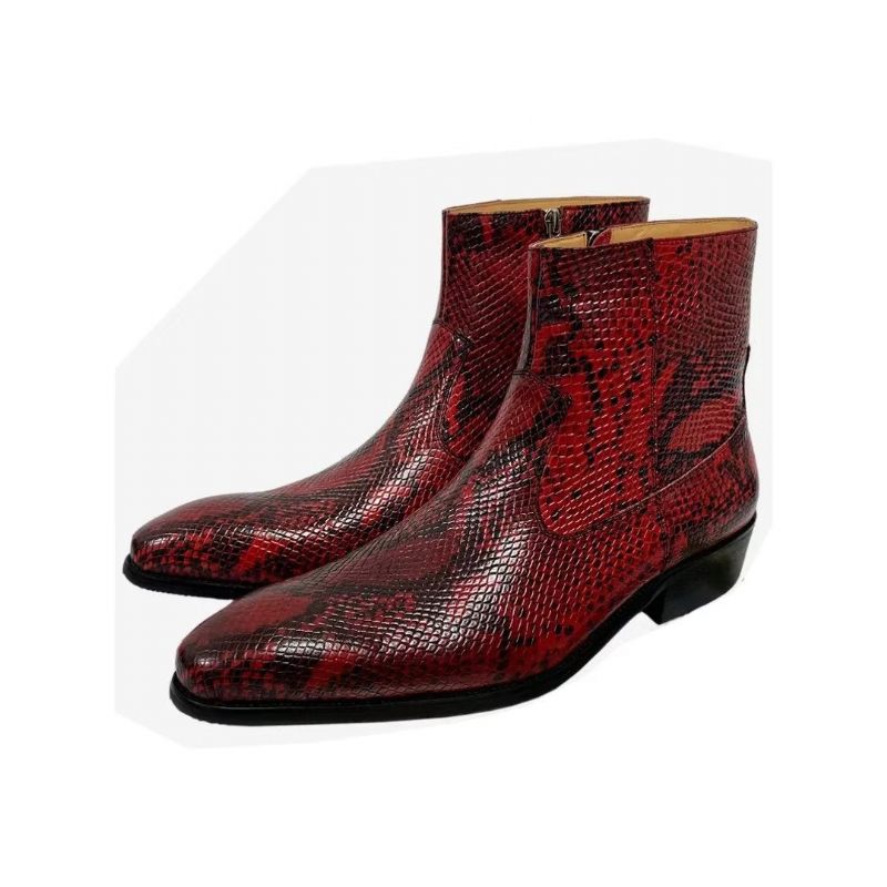 Botas Masculinas Opulentas Couro Com Zíper E Lazer - Borgonha