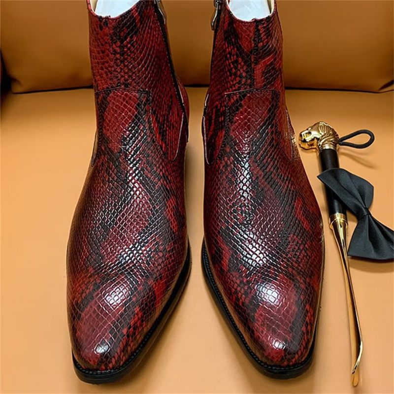 Botas Masculinas Opulentas Couro Com Zíper E Lazer - Borgonha