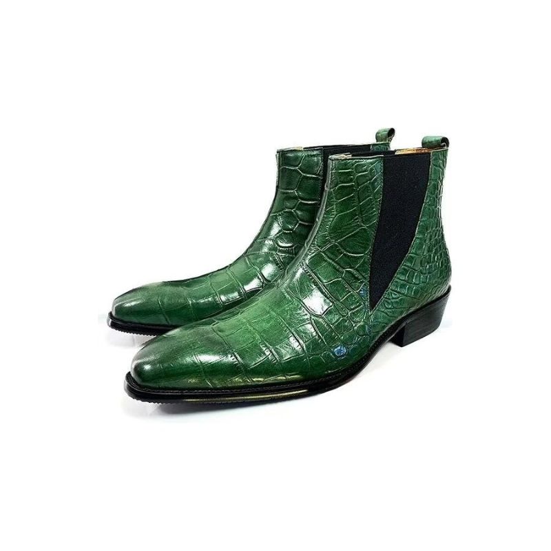 Botas Masculinas Opulentas Couro Genuíno Com Cadarço - Verde