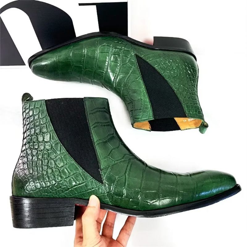 Botas Masculinas Opulentas Couro Genuíno Com Cadarço - Verde