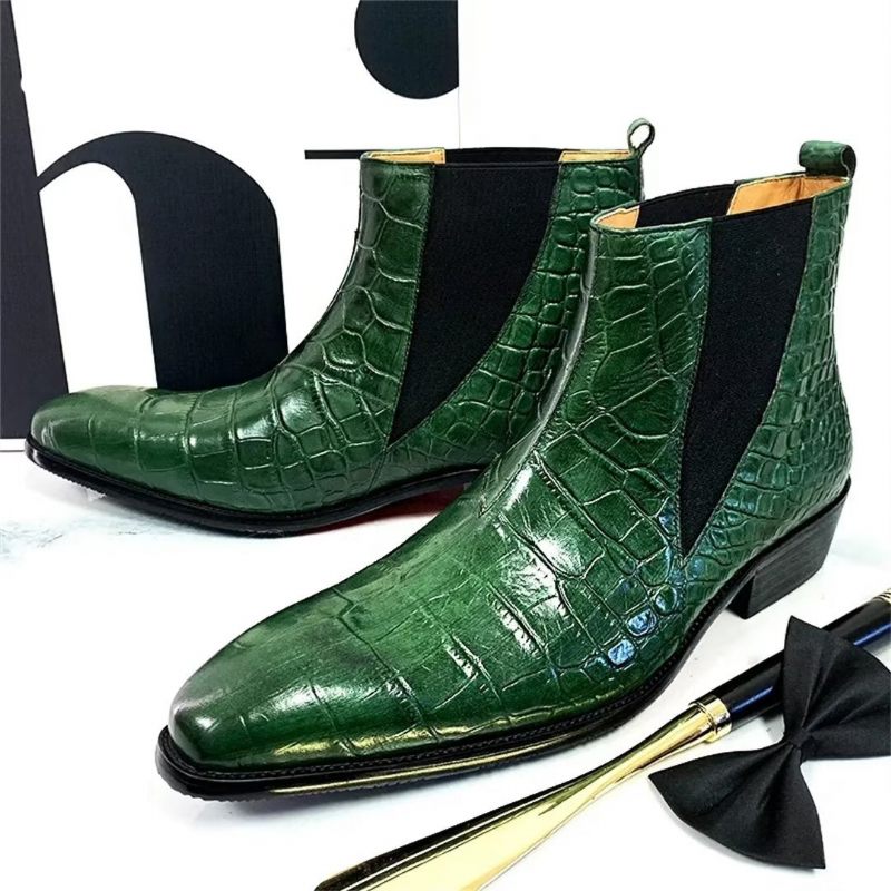 Botas Masculinas Opulentas Couro Genuíno Com Cadarço - Verde