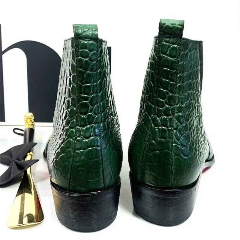 Botas Masculinas Opulentas Couro Genuíno Com Cadarço - Verde