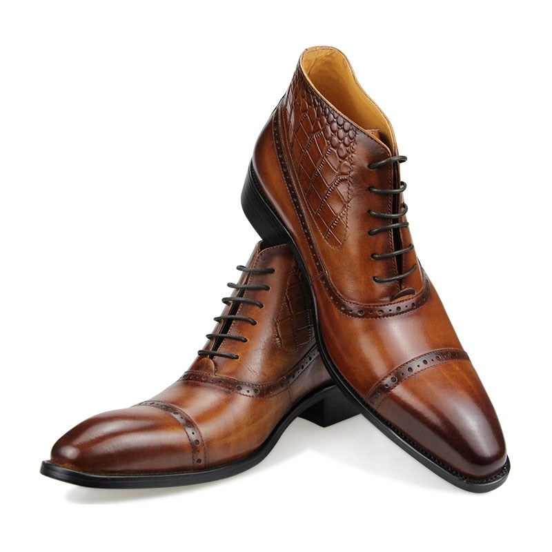 Botas Masculinas Opulentas Croctex Com Bico Fino - Café