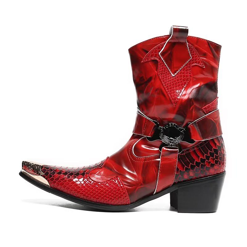 Botas Masculinas Opulentas Poderosas Couro Crocodilo - Vermelho