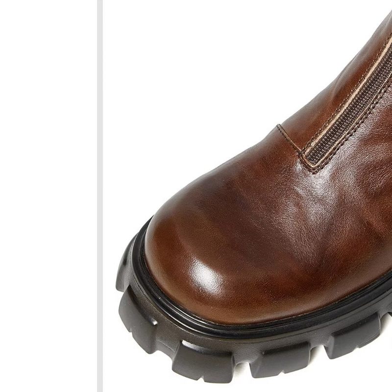 Botas Masculinas Pele Carneiro Chique Com Zíper Vintage Martin - Marrom