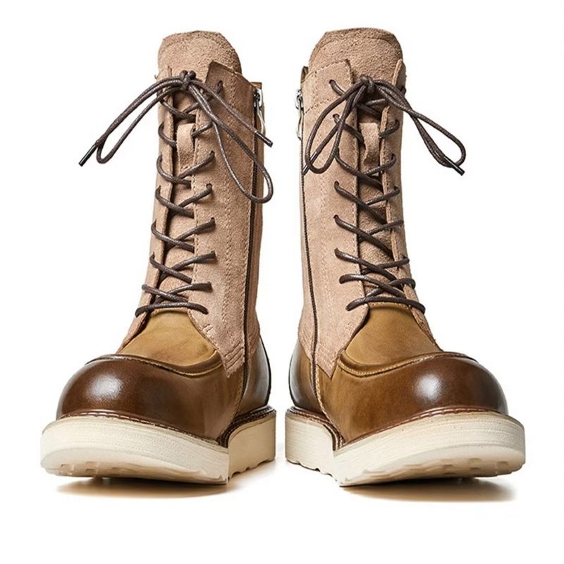 Botas Masculinas Pele Carneiro Chique Vintage - Marrom