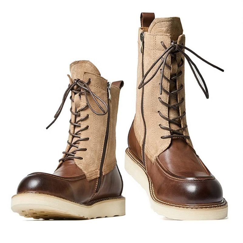 Botas Masculinas Pele Carneiro Chique Vintage - Marrom