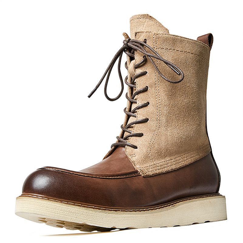 Botas Masculinas Pele Carneiro Chique Vintage - Marrom