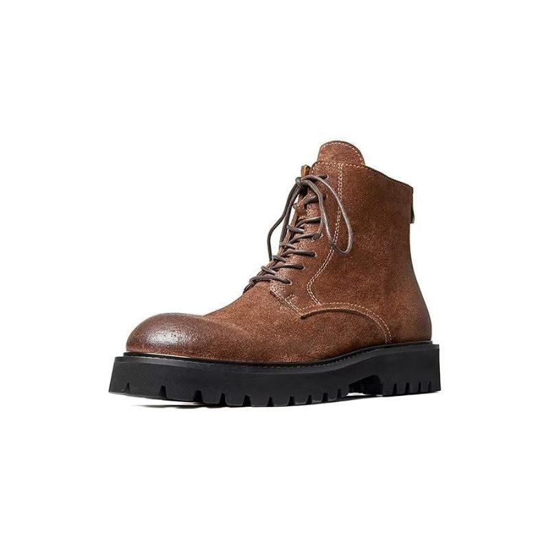 Botas Masculinas Pele Carneiro Chique Vintage Camurça - Marrom