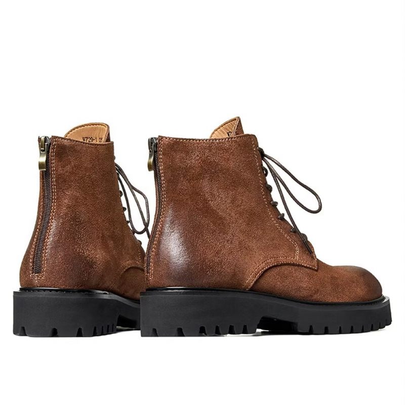 Botas Masculinas Pele Carneiro Chique Vintage Camurça - Marrom