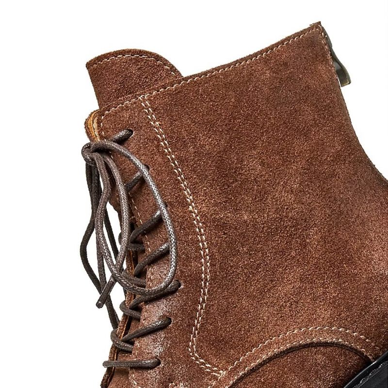 Botas Masculinas Pele Carneiro Chique Vintage Camurça - Marrom