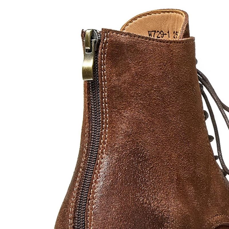 Botas Masculinas Pele Carneiro Chique Vintage Camurça - Marrom