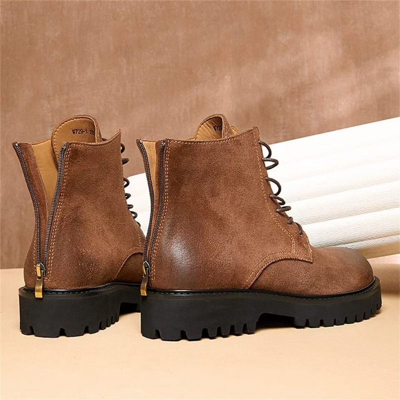 Botas Masculinas Pele Carneiro Chique Vintage Camurça - Marrom