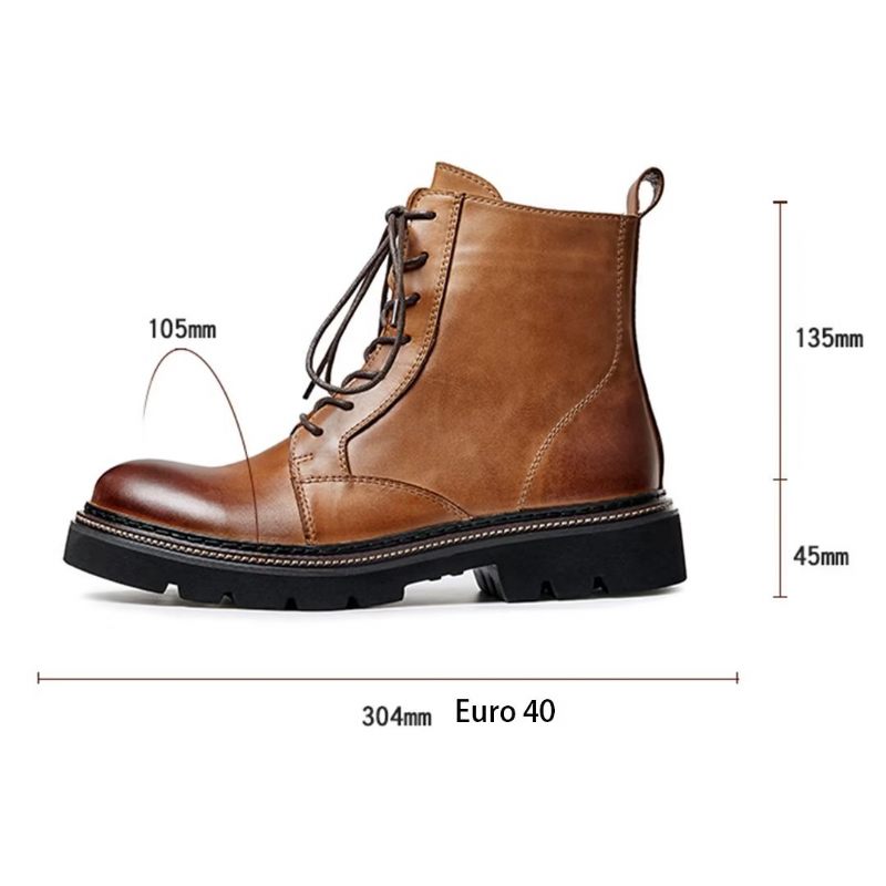 Botas Masculinas Pele Carneiro Chique Vintage Com Cadarço - Marrom