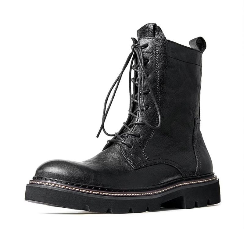 Botas Masculinas Pele Carneiro Chique Vintage Com Plataforma