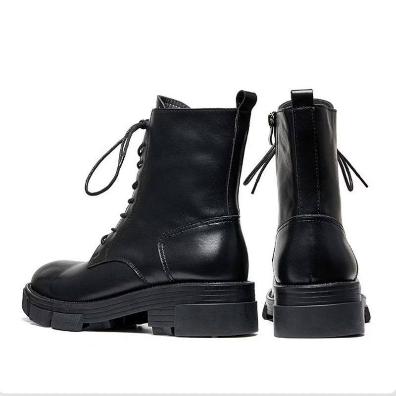 Botas Masculinas Pele Carneiro Chique Vintage Com Recorte - Preto