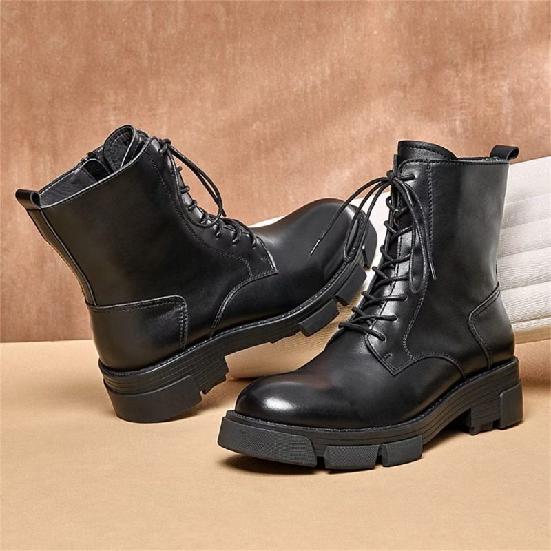 Botas Masculinas Pele Carneiro Chique Vintage Com Recorte - Preto