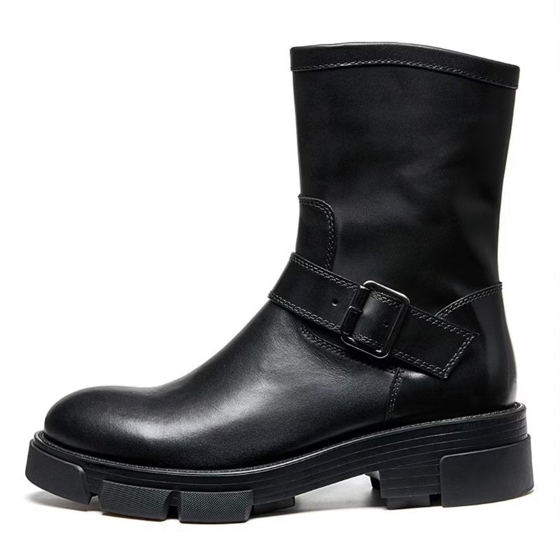 Botas Masculinas Pele Carneiro Chique Vintage Com Zíper Bota Clássica