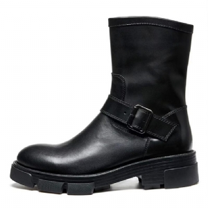 Botas Masculinas Pele Carneiro Chique Vintage Com Zíper Bota Clássica