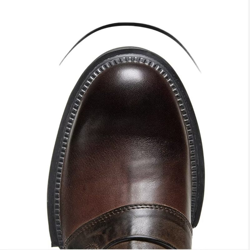 Botas Masculinas Pele Carneiro Chique Vintage Com Zíper Curto Cadarço - Marrom