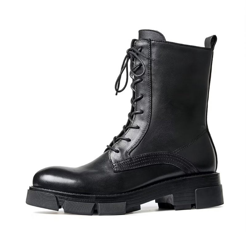 Botas Masculinas Pele Carneiro Chique Vintage Com Zíper Curto Cravejado Martin - Preto