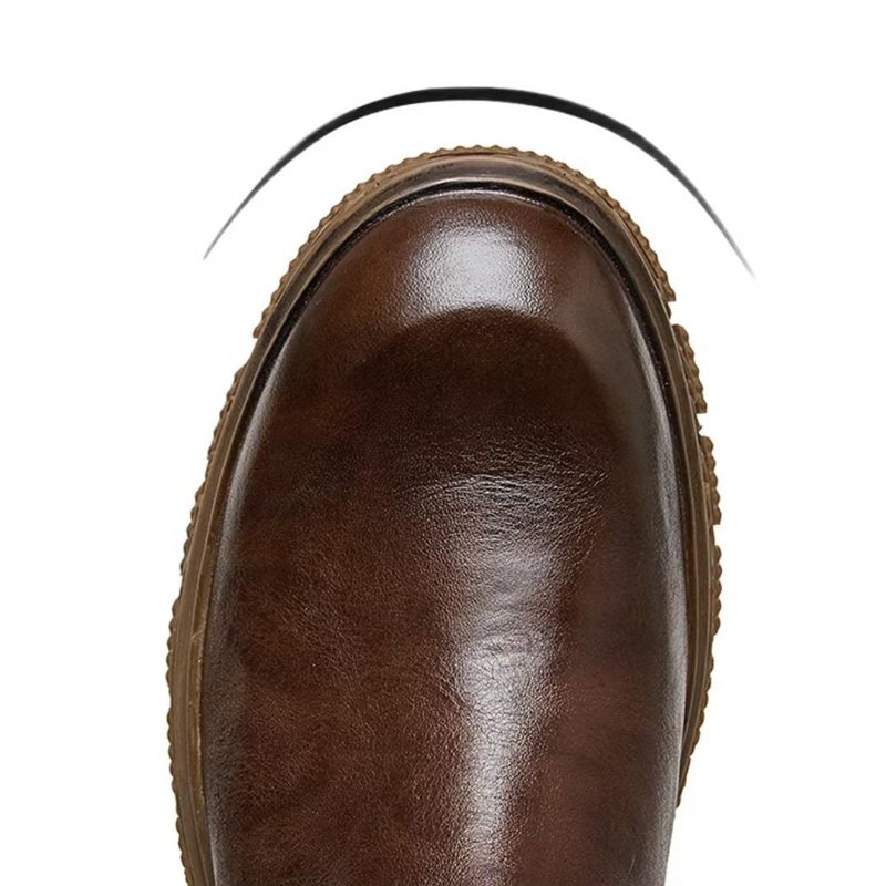 Botas Masculinas Pele Carneiro Chique Vintage Com Zíper Curto Embelezado Martin - Marrom