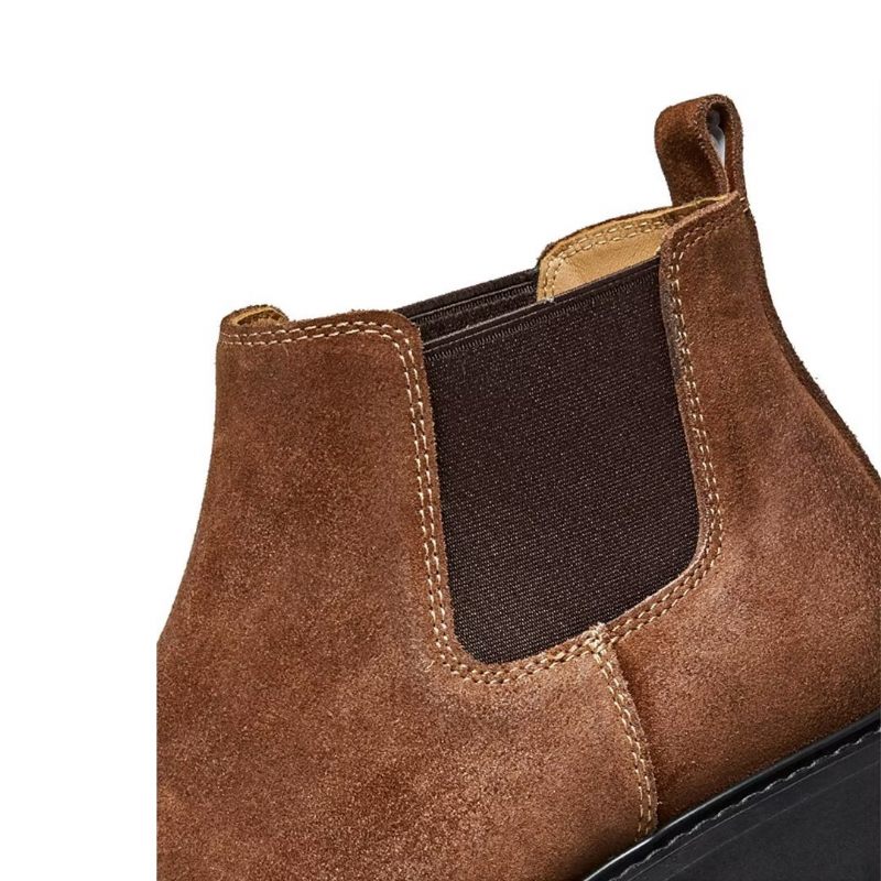 Botas Masculinas Pele Carneiro Chique Vintage Com Zíper Curto Martin - Marrom